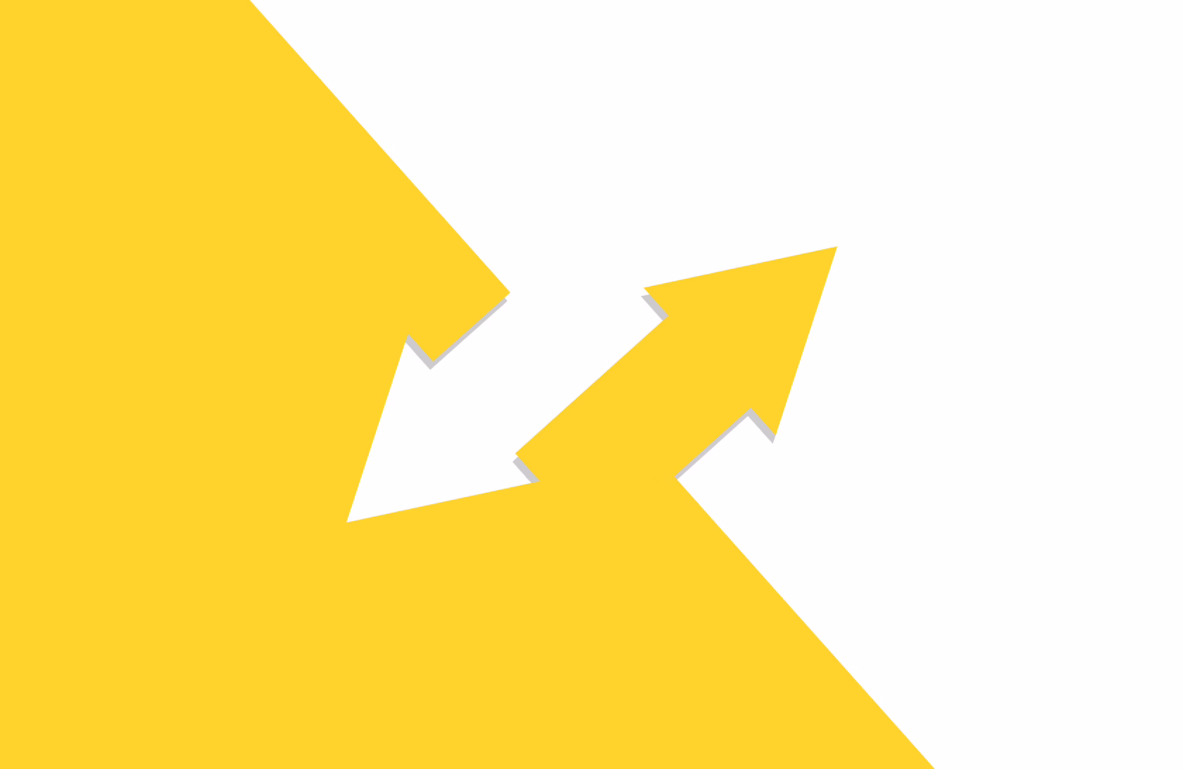 Abstract graphic featuring two large yellow arrows pointing upward toward the center, symbolizing comparison